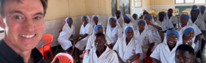 Healthcare learners participating in a classroom-based training session with local nursing students.