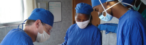Surgical team providing operative care in a resource-limited hospital setting.