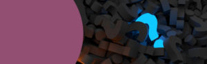 A blue question mark among several dark question marks.