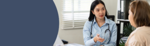 A doctor and a patient communicating.