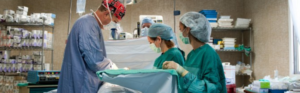 Surgical team collaborating during an operative procedure.
