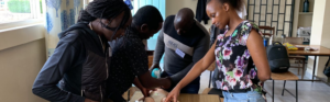 Healthcare learners practicing clinical skills during hands-on training.